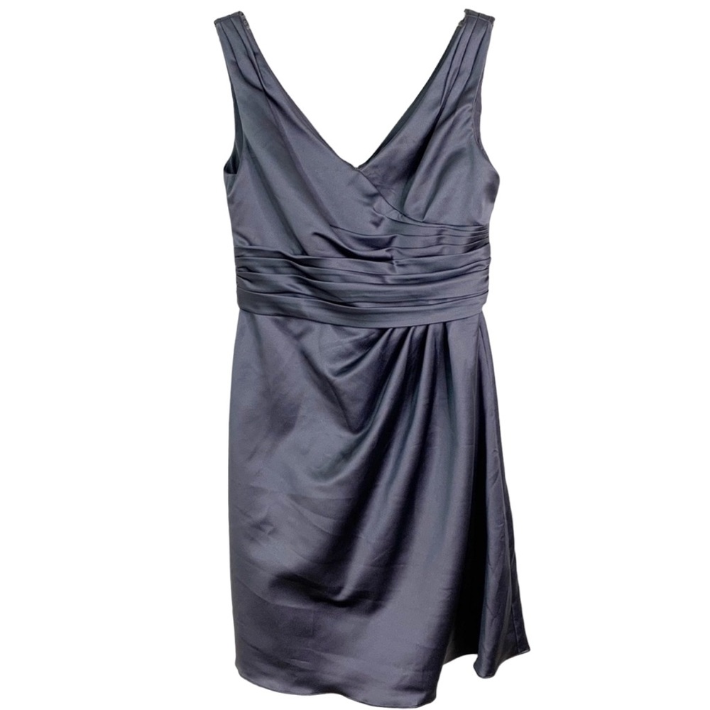 NWT David’s Bridal Sleeveless Satin V-Neck Dress Pewter Women’s Sz 8
